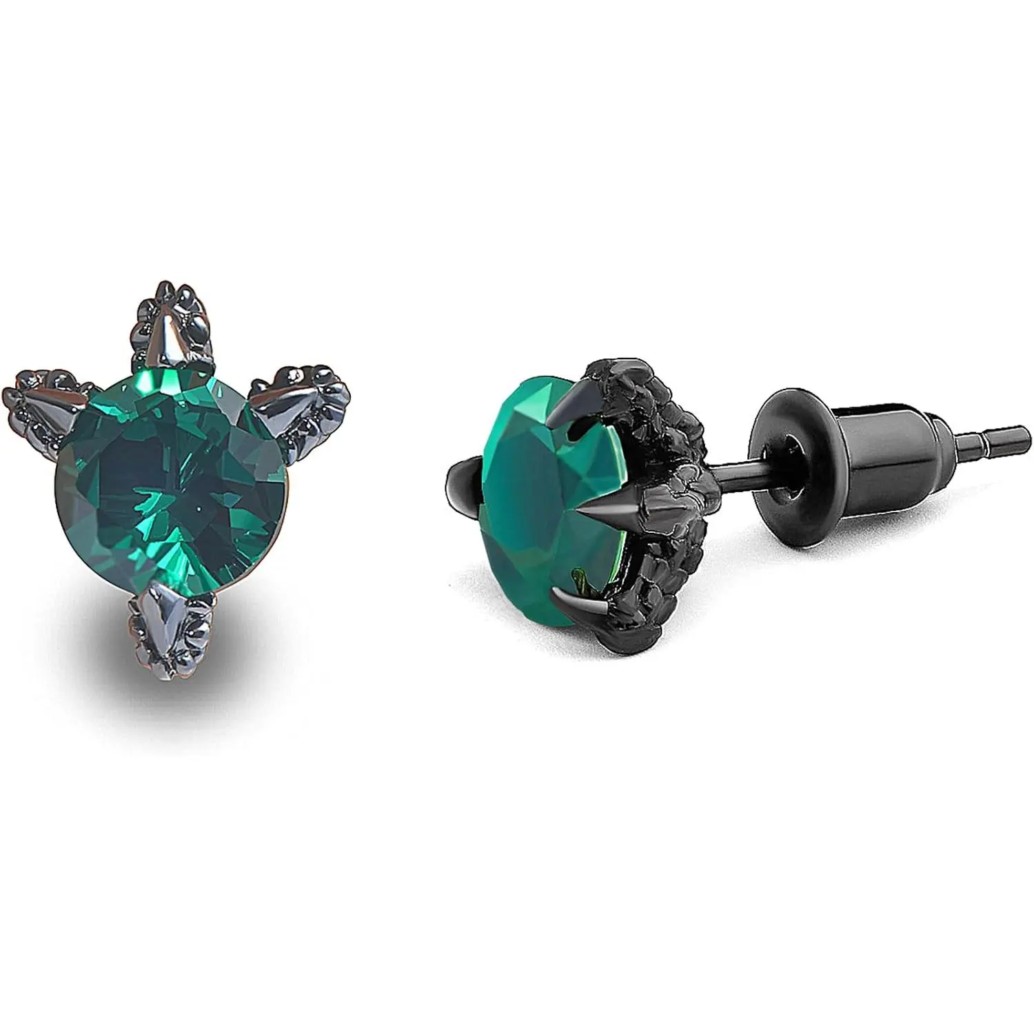 S925 Sterling Silver Dragon Claw Stud Earrings - Synthetic Cubic Zirconia, Secure Screw Back, Single Pair Unisex Fashion Costume Jewelry