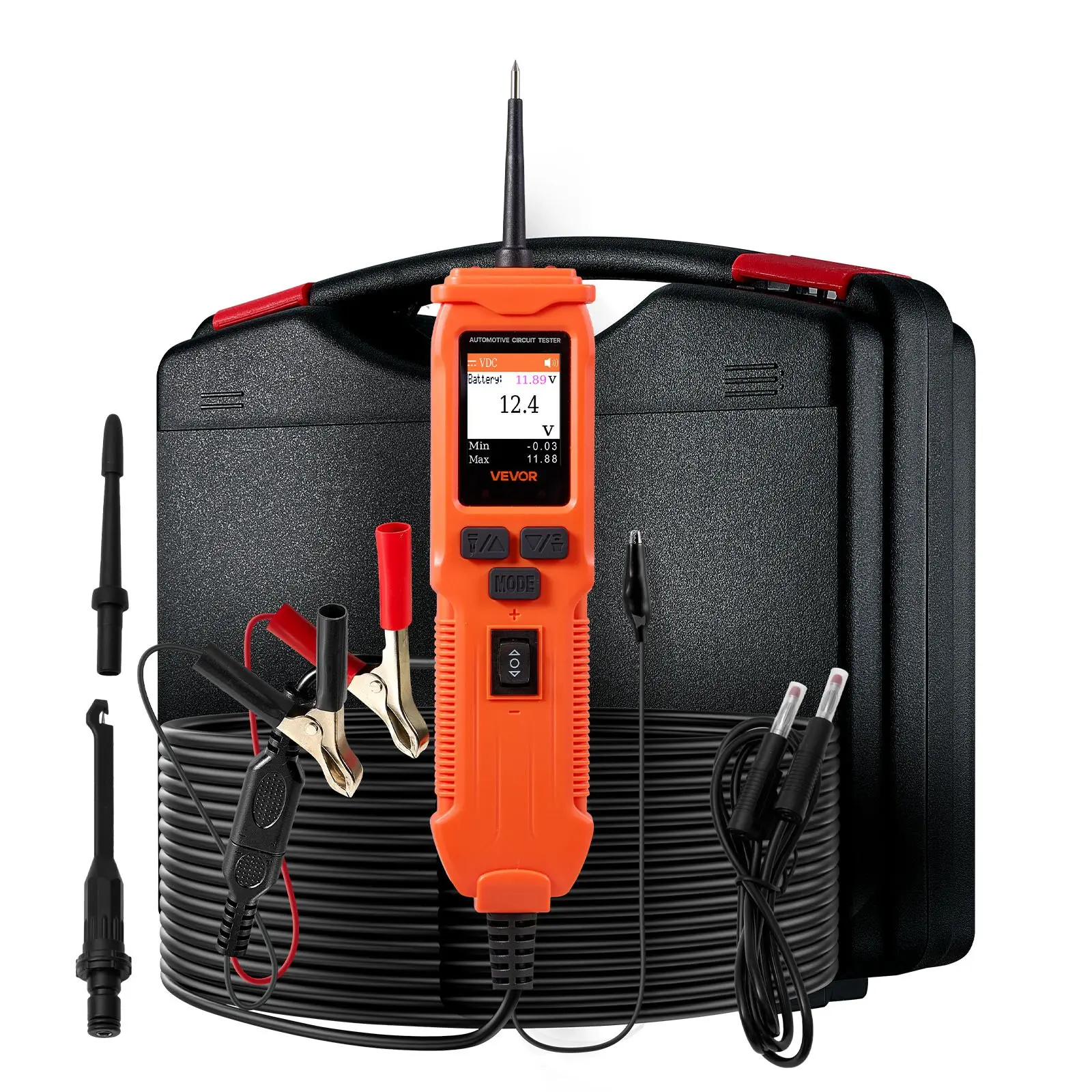 【DealsForYouDays】VEVOR Automotive Circuit Tester, 8 - 35 DCV Power Circuit Probe Tester with TFT Color Display and Lighting, Automotive Power Tester Probe with 19.7 ft/ 6 m Cable, 2-in-1 Electrical Detector Finder
