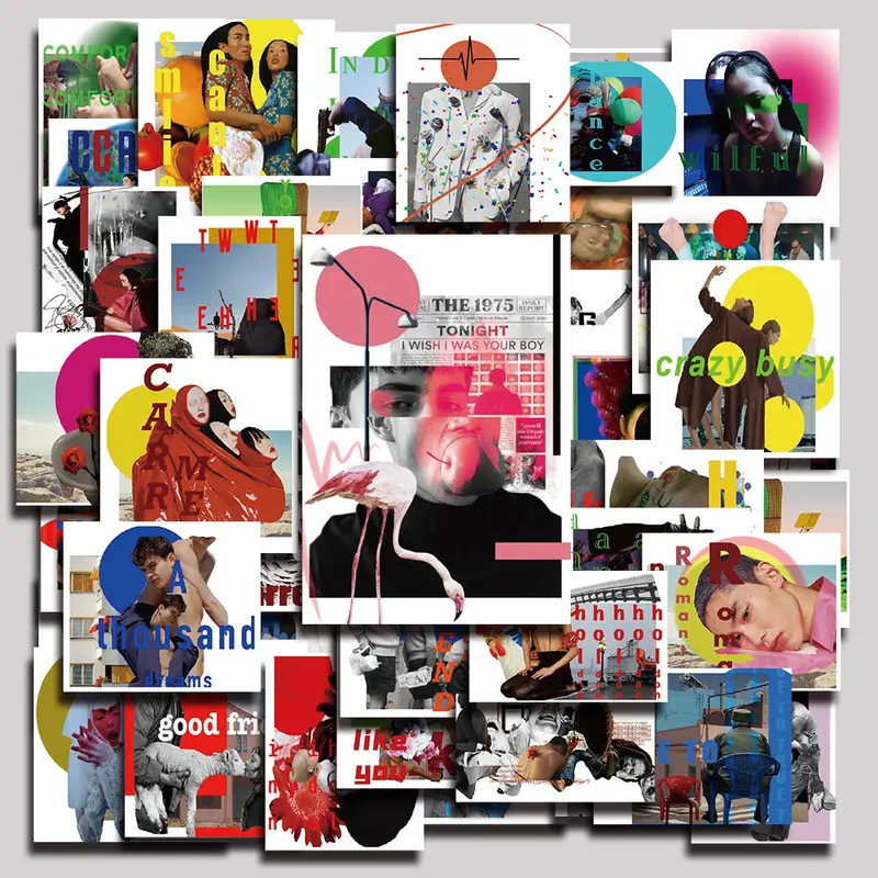 55PCS Collage Aesthetic Vinyl Stickers Pack for Laptop Water Bottle Phone Case Skateboard Journal Scrapbook DIY Decoration