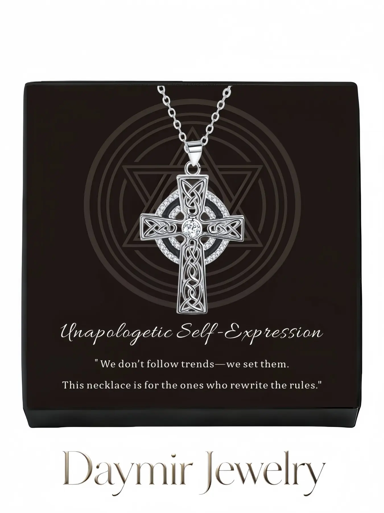 "Celtic Sacred Knot Heart Cross Necklace" Stylish diamond cross clavicle chain for daily wear as a lucky accessory. It is a wonderful mysterious gift choice for festivals and Valentine's Day.