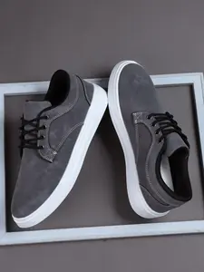 Men's Minimalist PU Leather Sneakers, Anti-Slip Durable Low Top Casual Shoes, Lace Up Trainers, Ideal for Daily Wear, Light Business, All Seasons