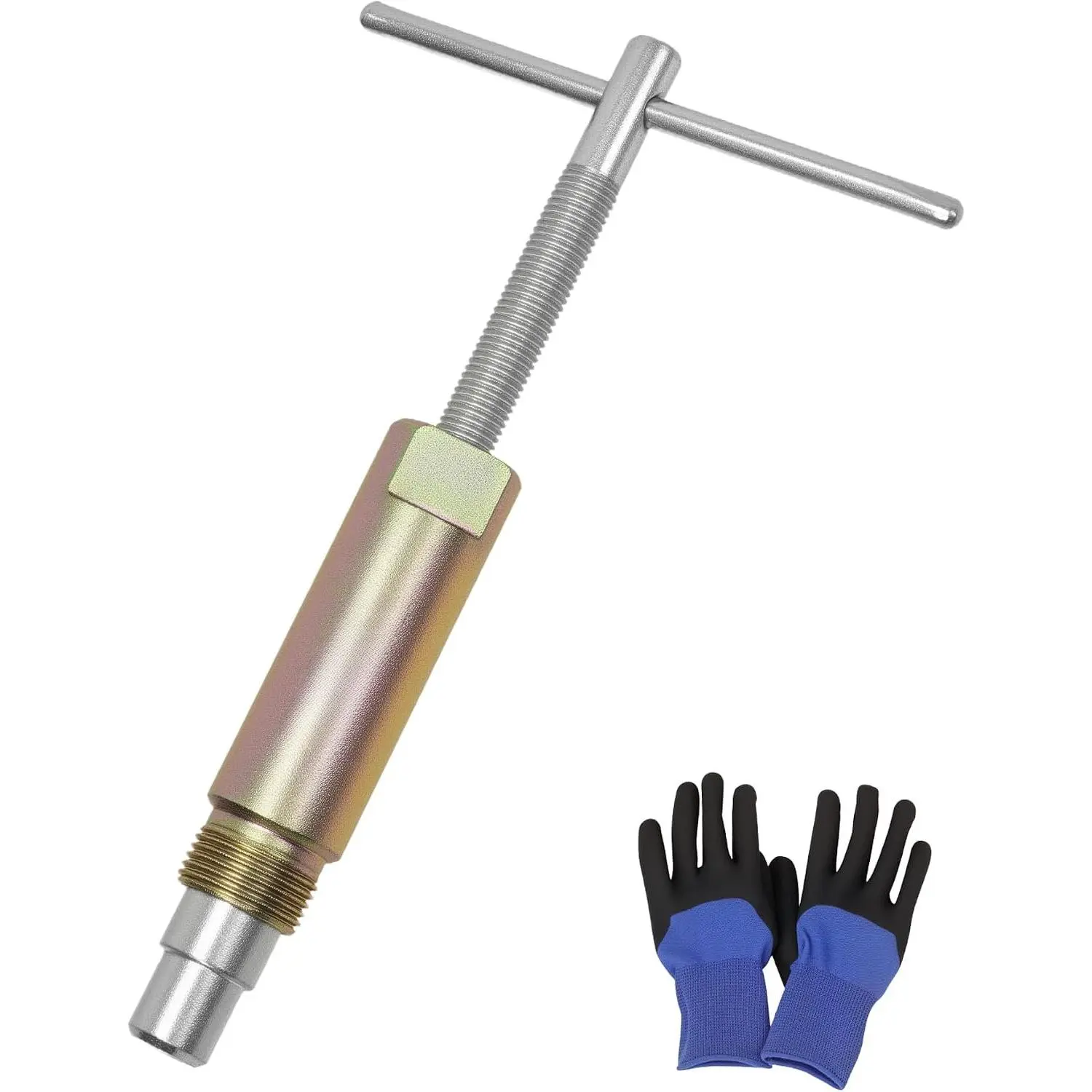 Compression Sleeve Puller Tool with Pair of Blue Gloves, Fits 13/16-18 Threaded Nuts for 1/2 Inch Copper Pipe, Ferrule and Ring Remover for Angle Stop  Without