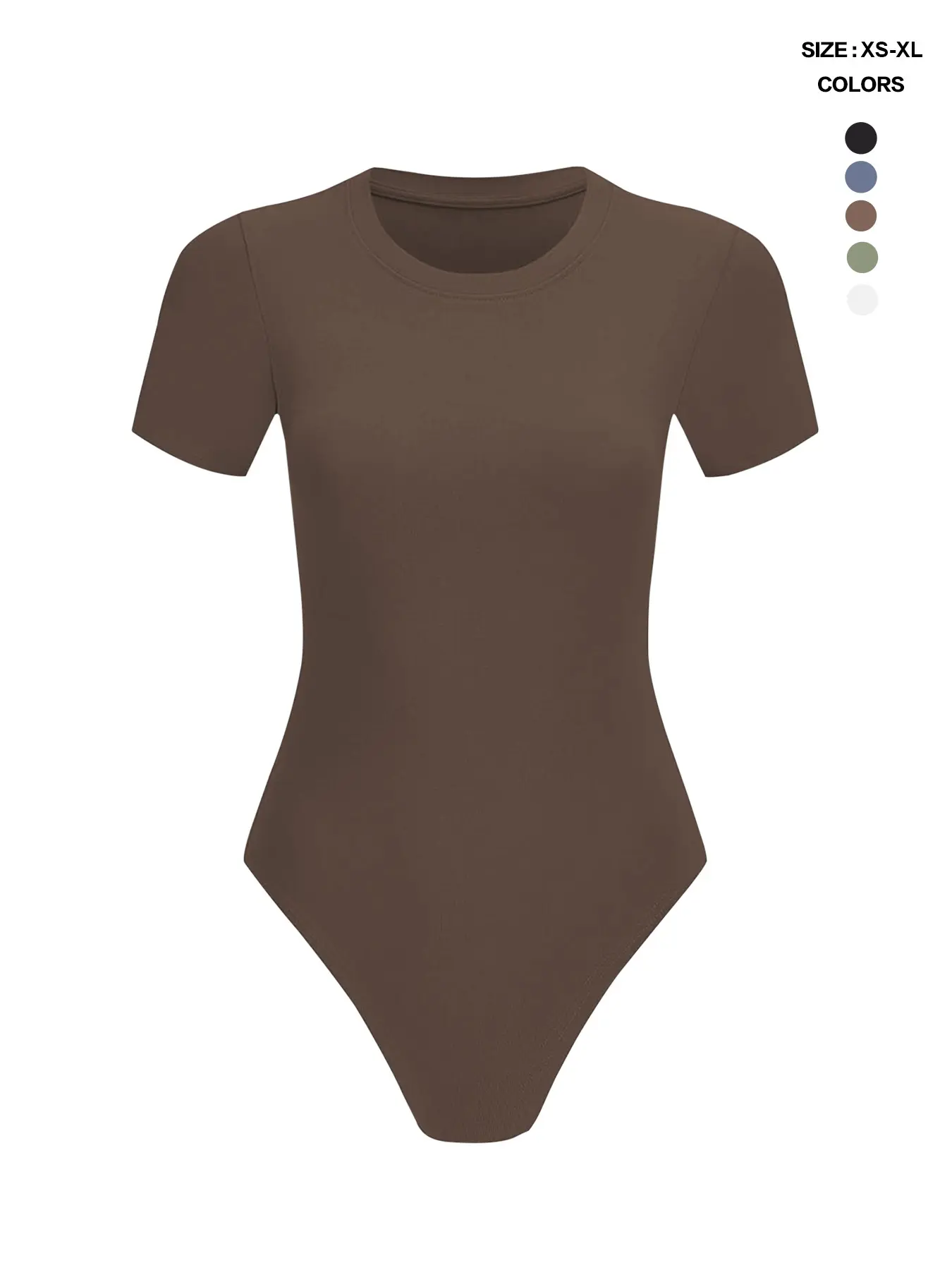 Women's Short Sleeve Round Neck Bodysuit, Casual Stretchy Basic T-Shirt, Seamless Slimming Shapewear, Daily Summer Streetwear