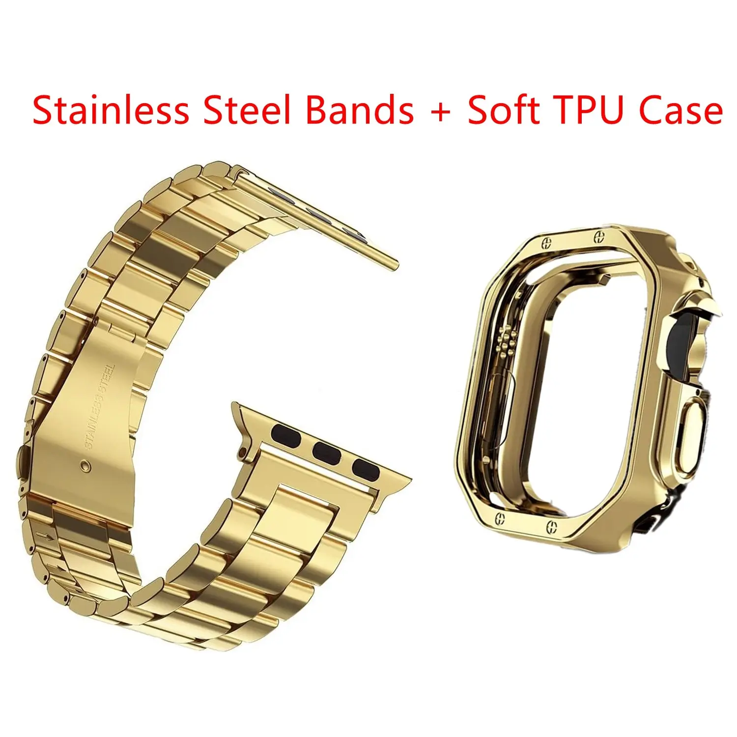 Metal Watch Strap and Shockproof Protective Case, Smartwatch Accessories for Apple Watch Series 10/11, Ultra/Ultra 3, SE/SE 3, Smart Watch Straps and Case Combo for 49/45/44/42/41/40/38 mm iWatch