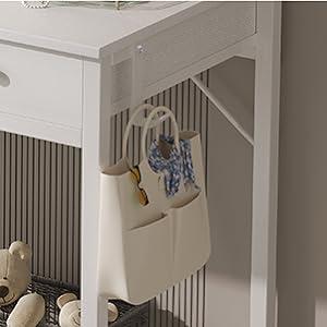 Lufeiya White Makeup Vanity Desk with Mirror and Lights, 40 inch Make Up Vanity Desks with Fabric Drawers & Power Outlet, Dressing Table and Chair Set for Girls Bedroom, White/White Gold, Get Free Gift