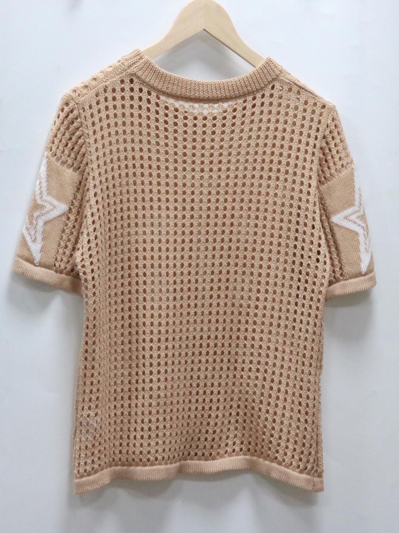 Women's Number Print Hollow Out Sweater, Casual Chic Fashion Round Neck Knit Top for Summer, Breathable Fashion Women's Knitwear for Daily Wear, Womenswear