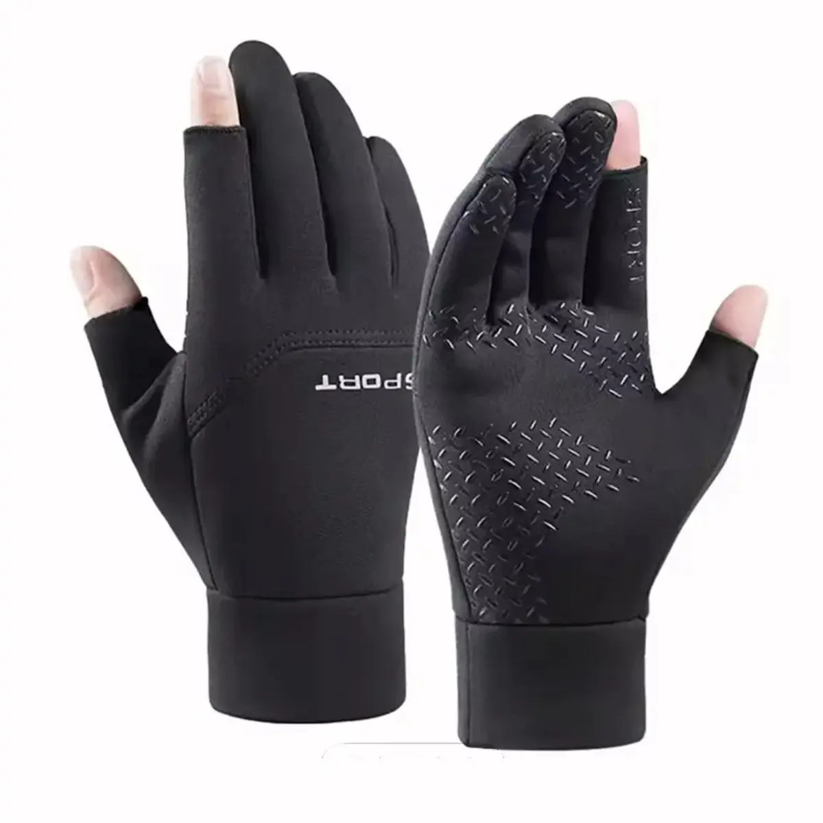 Winter Fishing Gloves – Warm Anti-Slip Touchscreen 2-Finger Cut Gloves for Cycling, Outdoor Sports & Angling