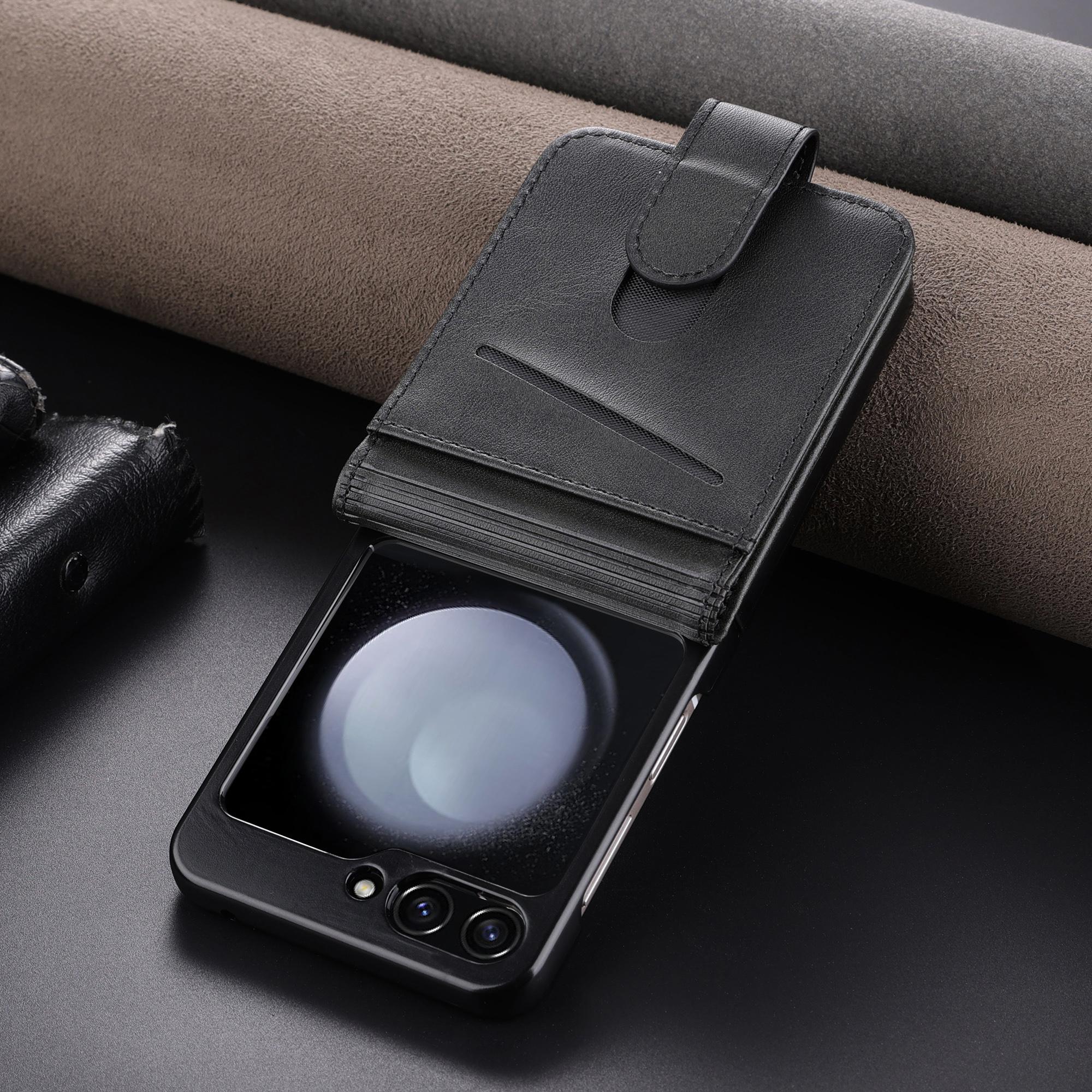 New PU Leather Wallet Case for Samsung Galaxy Z Flip7/flip6/flip5, Shockproof Cover with Card Holder Design, Stylish Phone Accessory