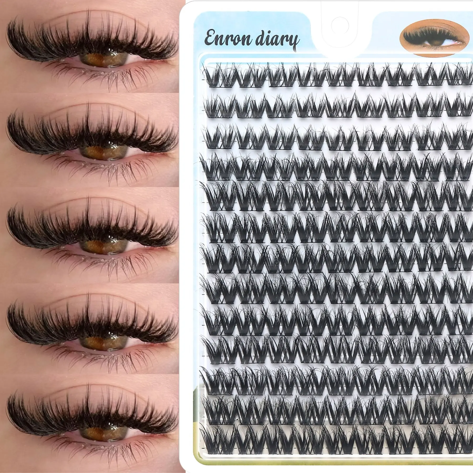 117PCS D Curl Cluster Lashes Mixed Length 10-16mm, Super Fluffy Volumised DIY Individual Lash Segments, Soft Reusable Faux Mink Self Application Lash Clusters, Salon Quality Eye Lashes for Beginners Daily Makeup