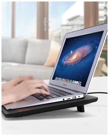 havit HV-F2056 15.6"-17" Laptop Cooler Cooling Pad - Slim Portable USB Powered (3 Fans), Black/Blue