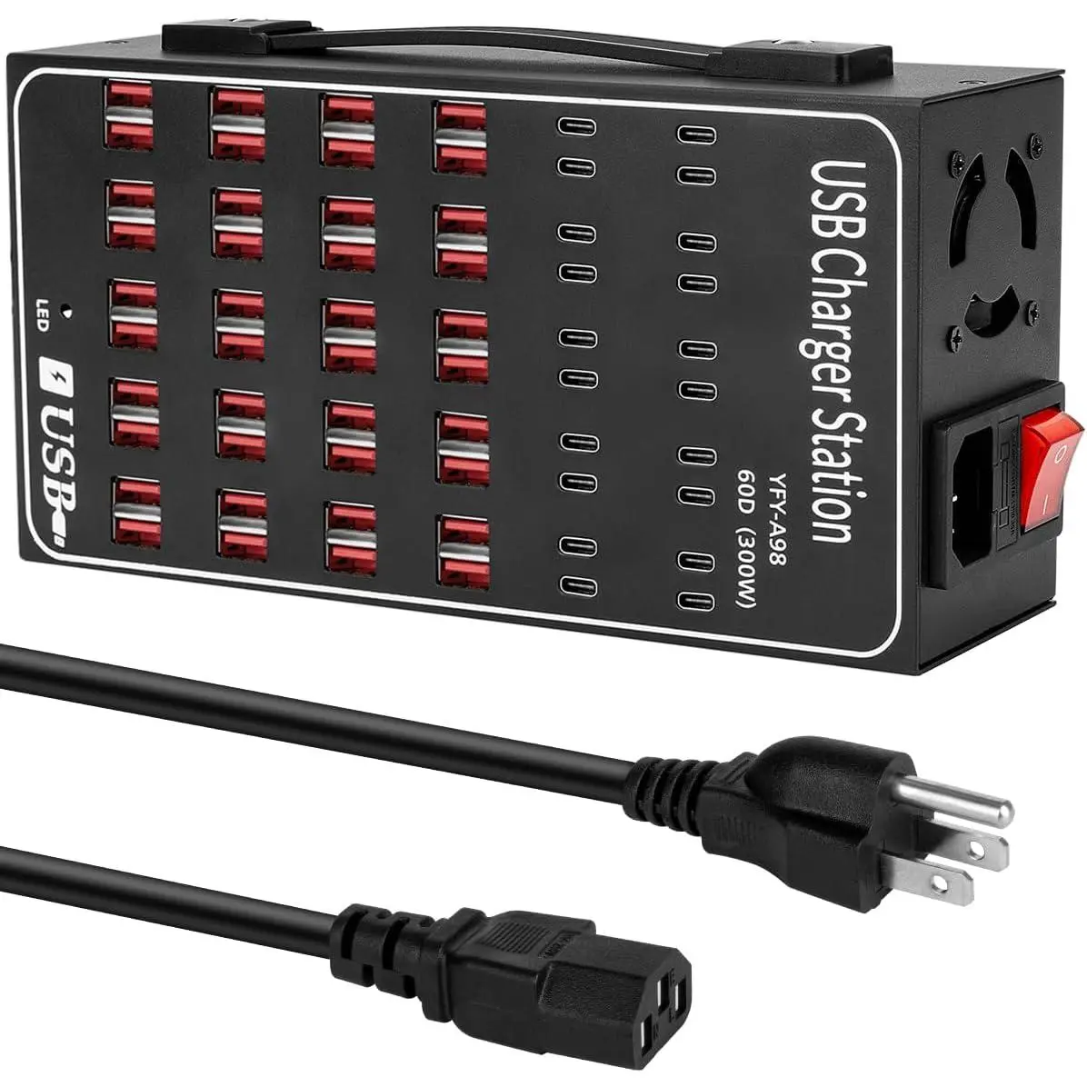60 Port 300W(60A) USB  Station, Multi USB C Charger Station Block with Intelligent Protection, Desktop  Station for Multiple Devices, Suitable for Schools, Hotels, Shops and Malls