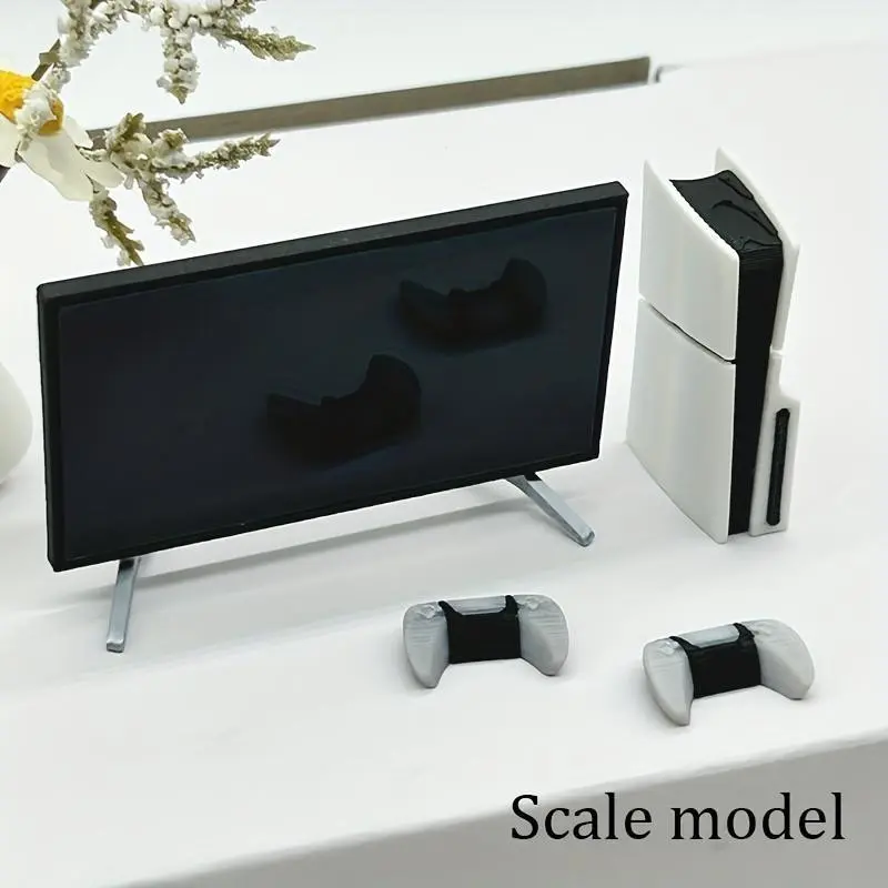 Mini Ps Game Console & TV Model, Television, Scale Model, Lifelike, Not a Toy, Dollhouse Decor Ornament, Scene Decoration, Perfect for Miniature Displays