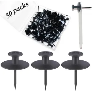 50 PCS Black Double Headed Push Pins Thumb Tacks, Renter Friendly Wall Hooks Picture Hangers for Drywall Cork Board, Ideal for Home Office Photo Decorations