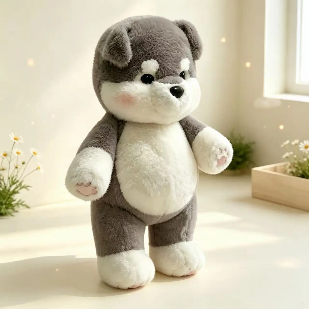 Cute Shiba Inu Plush Toy, Long Hair Running Puppy Stuffed Animal, Holiday Festival Decoration, Birthday Gift, Girl's Home Decor