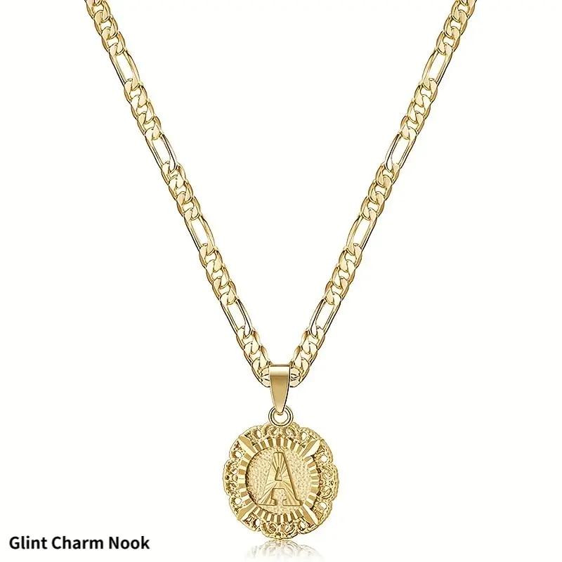 Women's 26-Letter Initial-Themed Round Pendant Necklace - Trendy Versatile Collarbone Chain, Personalized Jewelry for s, Casual Wear, Initial-Themed Necklaces
