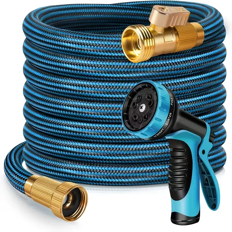 Garden Hose, Non-Knotting Flexible Water Hose with 10-Pattern Nozzle, Lightweight Hose, Leak-Proof, 3/4 "Rotary Connector, Suitable for Courtyard, Outdoor, Watering, Cleaning, Hose Kit of 25/50/75/100/150 FT