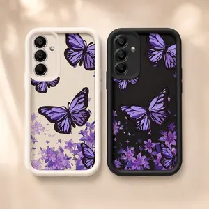 A purple butterfly design phone case for Girls TPU shockproof full protection case suitable for Samsung Galaxy S26 S25 S24 S23 S22 S21 Ultra Plus FE A13 A14/15/16/17/33/34/35/36/52/53/54, an ideal gift for friends and family