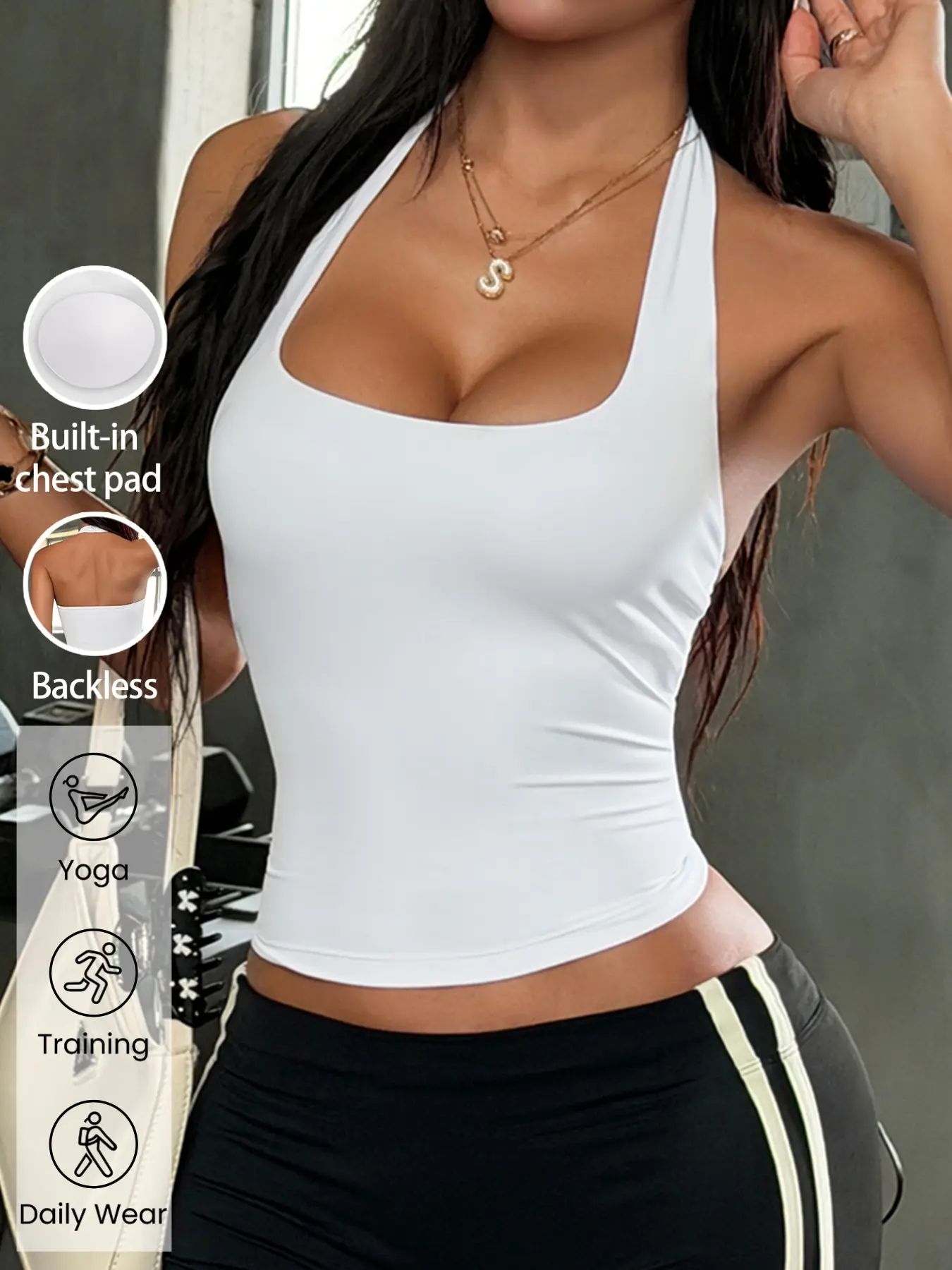 Women's Sporty Tank Top, Solid Color, Slim-Fitting, Breathable, Sweat-Wicking, Ideal for Gym, Running, Hiking, Athletic Training Apparel, Fashionable Outerwear, Yoga Sports Vest