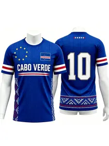 Cape Verde 10 Summer Football Training Fan T-Shirt, Breathable Lightweight Men's Sports Wear, Casual Loose-Fit Long Sleeve Top