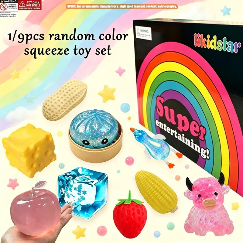 1/9 pcs/set - Mystery Blind Box Stress Relief Toys, Sensory Kit, Creative Slow-Return Decompression Squeeze Toys, Party Gifts, Soft Compression Toys, Squishy Fun Set