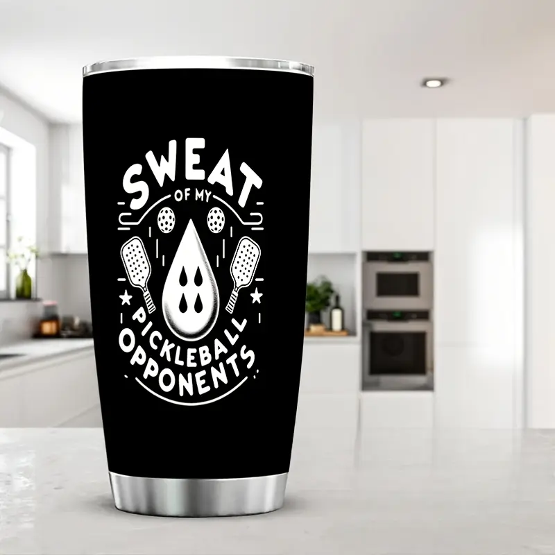 Sweat of My Pickleball Opponents 20oz Stainless Steel Insulated Tumbler, Funny Pickleball Sarcasm Black Tumbler with Lid, Double Wall Vacuum Travel Coffee Mug, Novelty Gag Gift for Pickleball Players