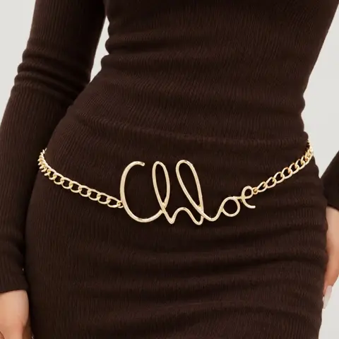 Women's Vintage Letter Waist Chain, Elegant Body Jewelry Belt, Gothic Style Belly Chain for Jeans & Dresses, Perfect Gift Idea, Accessories, Body Jewellery, Body Chain Accessory