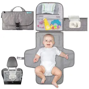 Portable Diaper Changing Pad - Baby Diaper Changer Travel Bag with Wipes Pocket, Smart Design Portable Changing Mat, Infant Travel Station Kit, Gift  Newborn Girl & Boy - Grey, Classic