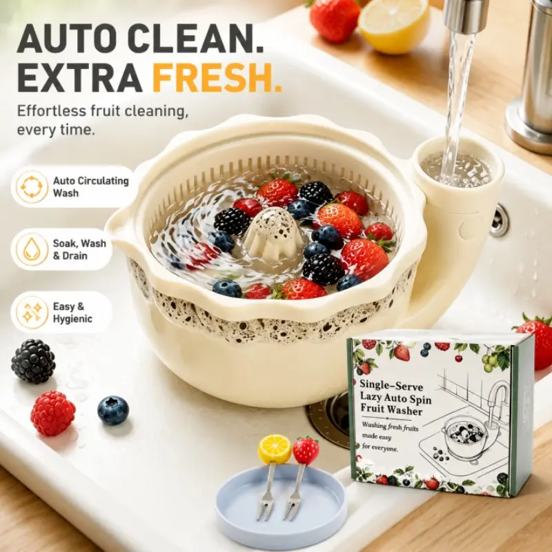 Rotary Ceramic Colander Bowl for Home Fruit Cleaning, Circulating Water Rinse, Dual‑use Wash & Strain, Fruit Strainer, Multi‑color Gift Set