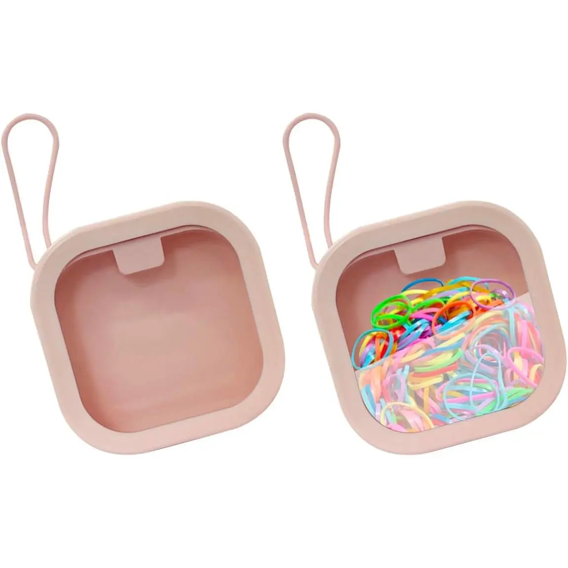 2 Pack Hair Tie Organizer Boxes,Portable Travel Hair Accessory Storage Organizer for Girls Womens Hair Tie ,  Swab ,Small Items Accessories Holder Containers