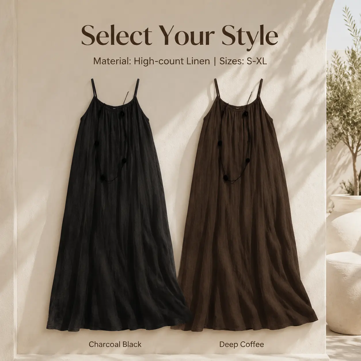 Women's Sleeveless Basic Lightweight Poly Spaghetti Strap Ruched Slip Nightgown - Oversized, Loose, Flowy, Minimalist Quiet Luxury Wrinkle-Textured 2-In-1 Summer Sleepwear, Beach Cover-Up, Loungewear for Bedroom Vacation,  nighty dress pyjama