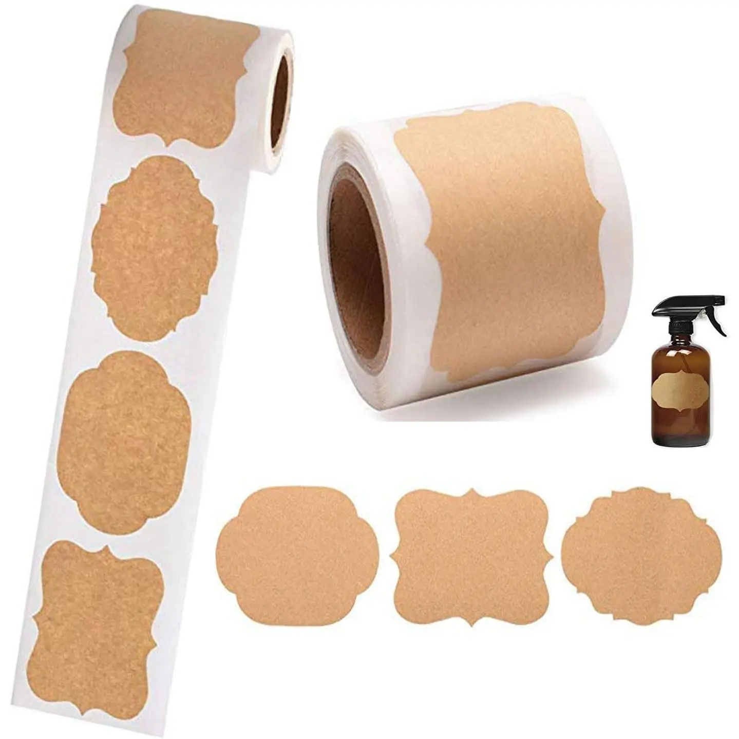 300PCS Kraft Paper Self-Adhesive Canning Labels - Blank Labels, Write-On Tags for Mason Jars, Food Containers, Christmas Gifts