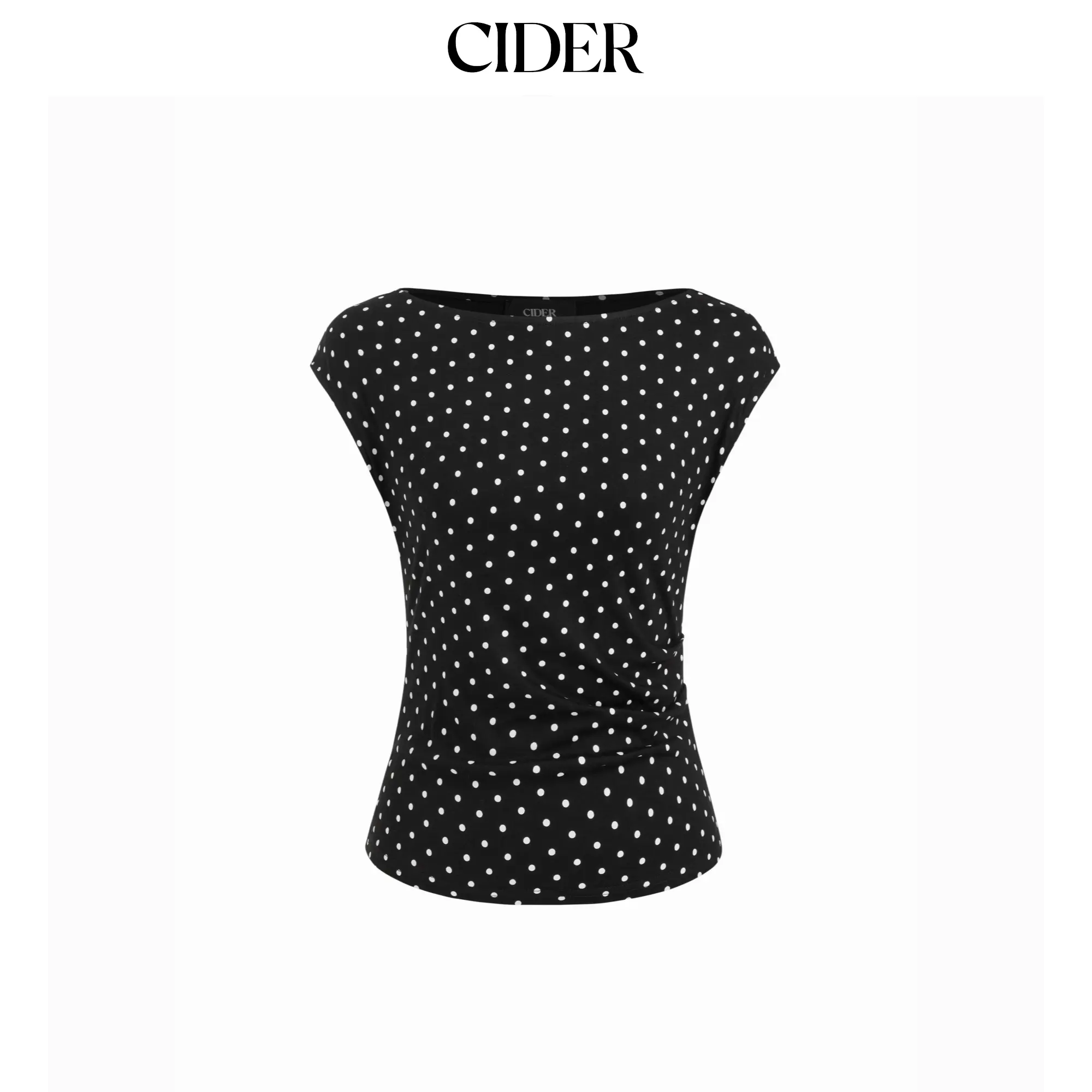 Cider Boat Neck Solid Ruched Short Sleeve Top
