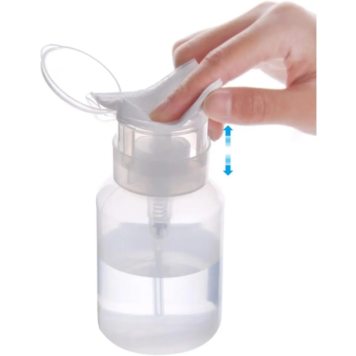 Acetone Pump Dispenser, Empty Clear Bottle for  Polish Remover | 200ml Push-Down Lockable Pump Bottle for  Polish Remover and Makeup Remover,  and Toner;  , 1 count