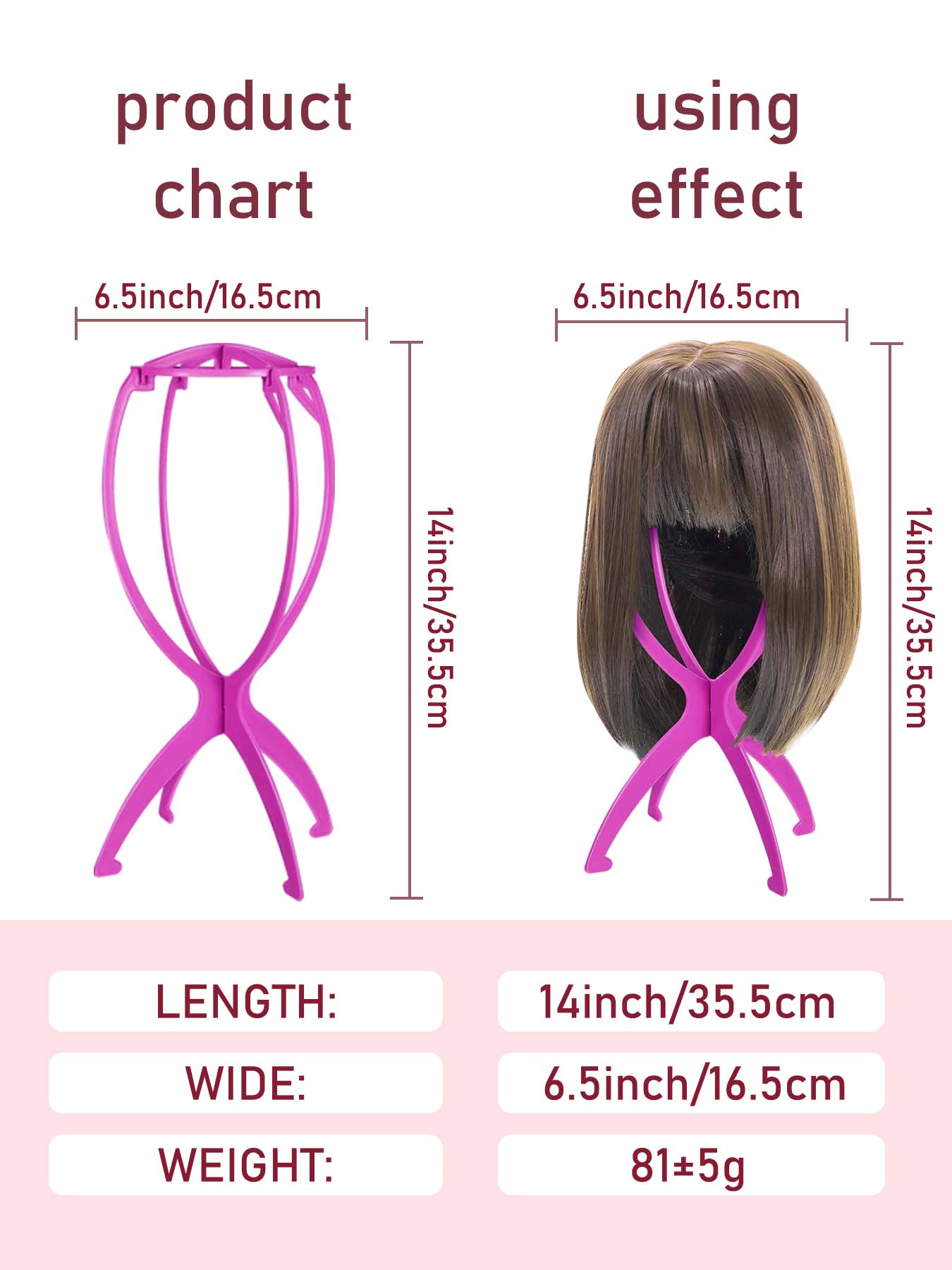 Solid Color Portable Folding Wig Stand, Wig Display Stand & Mannequin Head Holder, Wig Tool & Hair Extensions Accessory