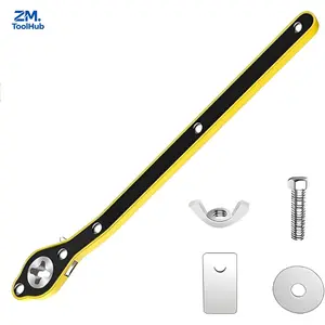 Automotive Tire Repair Hand Tools, Labor-Saving Jack Ratchet Wrench, 360°Swivel Scissor Jack Adapter, Forward and Reverse Knob Long Handle Tool, Universal Car Tire Wheel Lug Wrench for Small Cars/SUVs/Trucks  Black Color