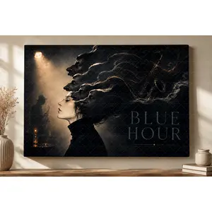 "Blue Hour" Surreal Jazz Canvas Wall Art, Moody Black Woman & Saxophone Print, Dark Aesthetic Modern Decor, Living Room Bedroom Office Wall Art, Unique Music Lover Poster Gift,wall decor,poster.