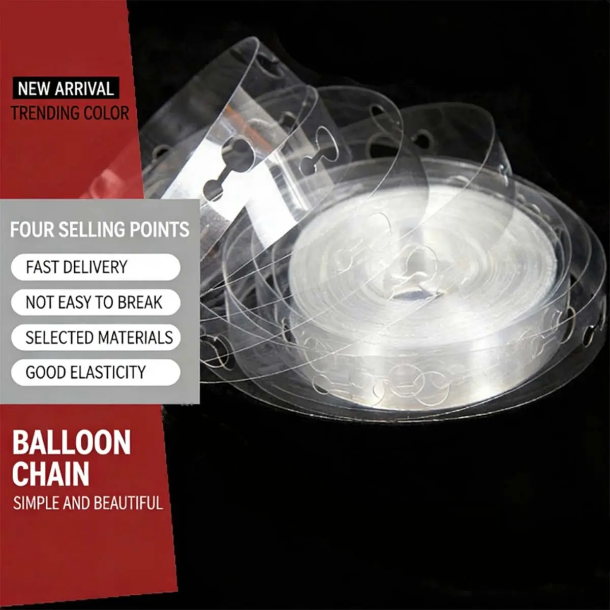 Double Hole Flexible Transparent PP Balloon Arch Tape, Easy Plastic Chain for Party Decor, Graduation, Wedding, Birthday, Celebration Background