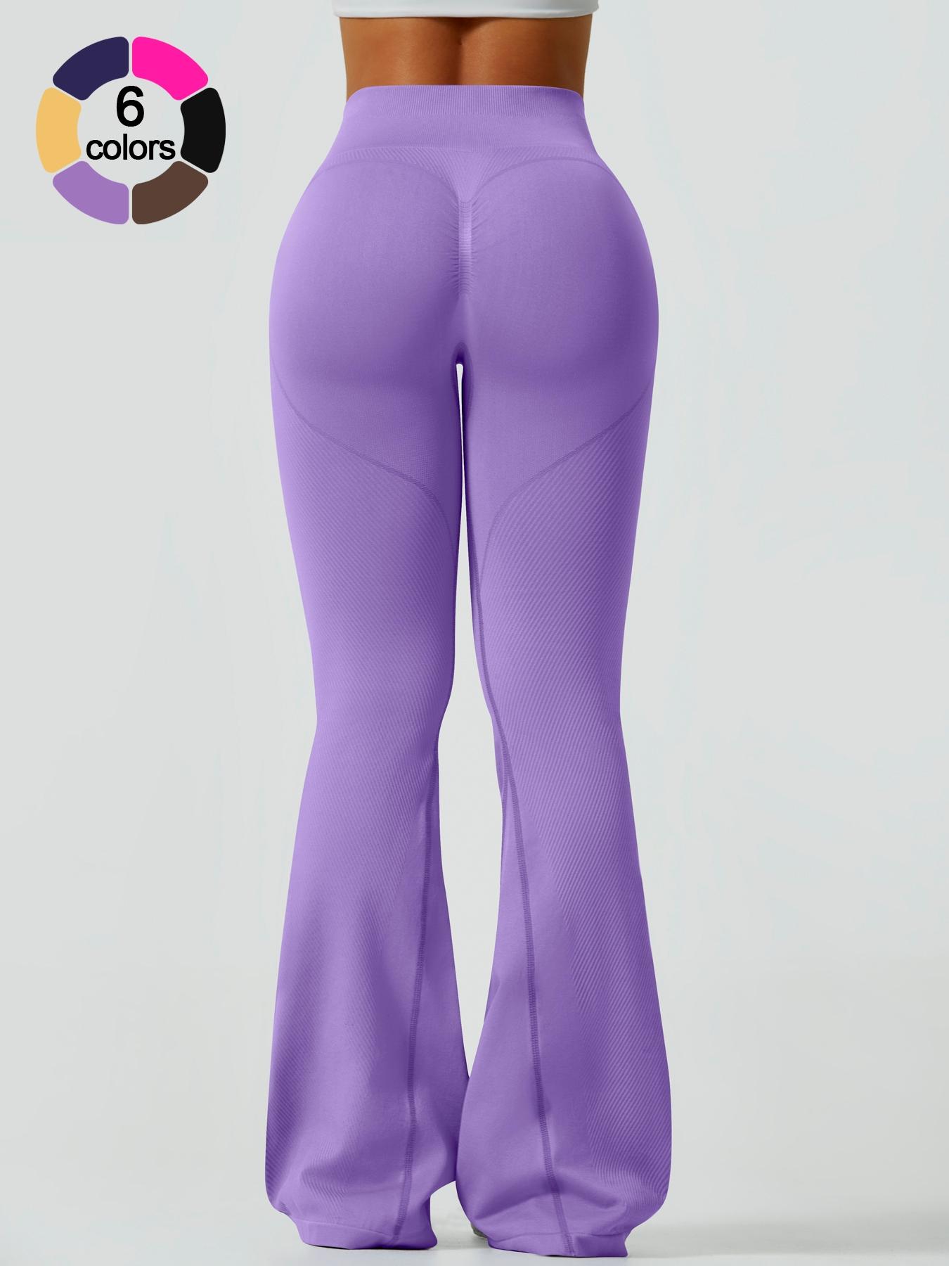 Women's Solid Color Flare Leg Sports Leggings, Comfy Breathable High Waist Bell Bottom Yoga Leggings, Ladies Sportswear for Indoor Outdoor Wear, Flared Yoga Bottoms