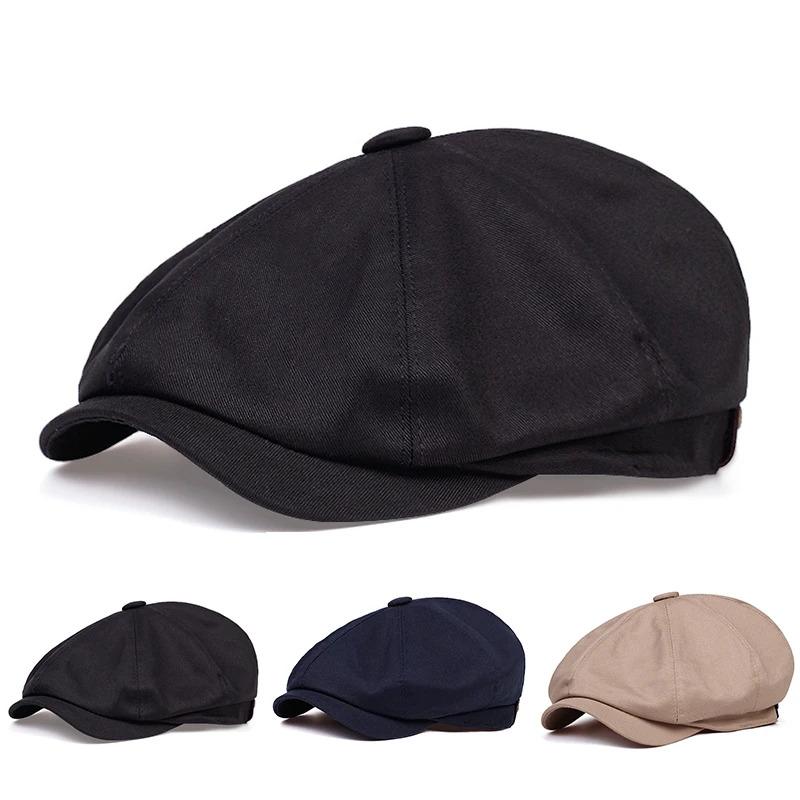 Mens Retro Newsboy Caps Stitching Berets Cap Autumn Winter Vintage Painter Octagonal Hats Gorras