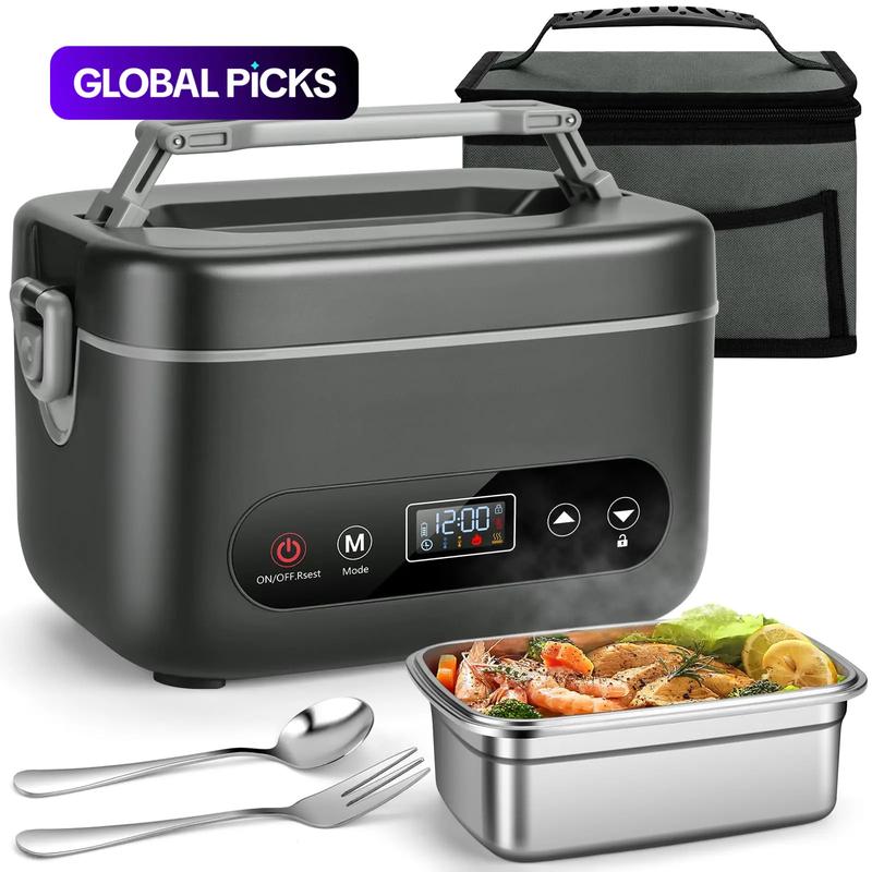 1.2L Leak-proof and BPA-free Cordless Electric Lunch Box, 20000mAh Rechargeable Portable Food Warmer with 5-sided Heating, Auto Temp Control