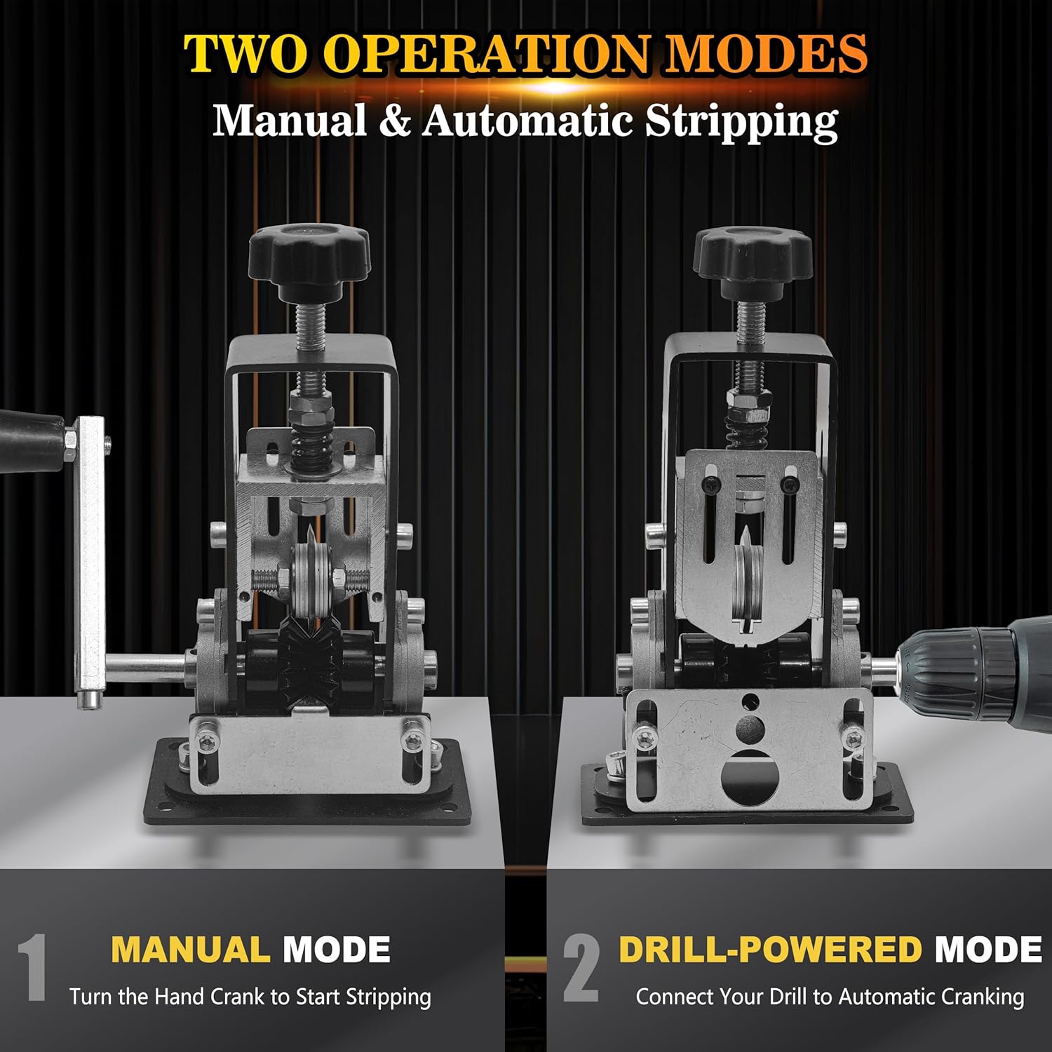 Manual Wire Stripper Machine, 1 Set Adjustable Wire Stripper Machine, Drill Powered Cable Wire Peeler Stripping Tool for Scrap Copper Wire Cable Recycling