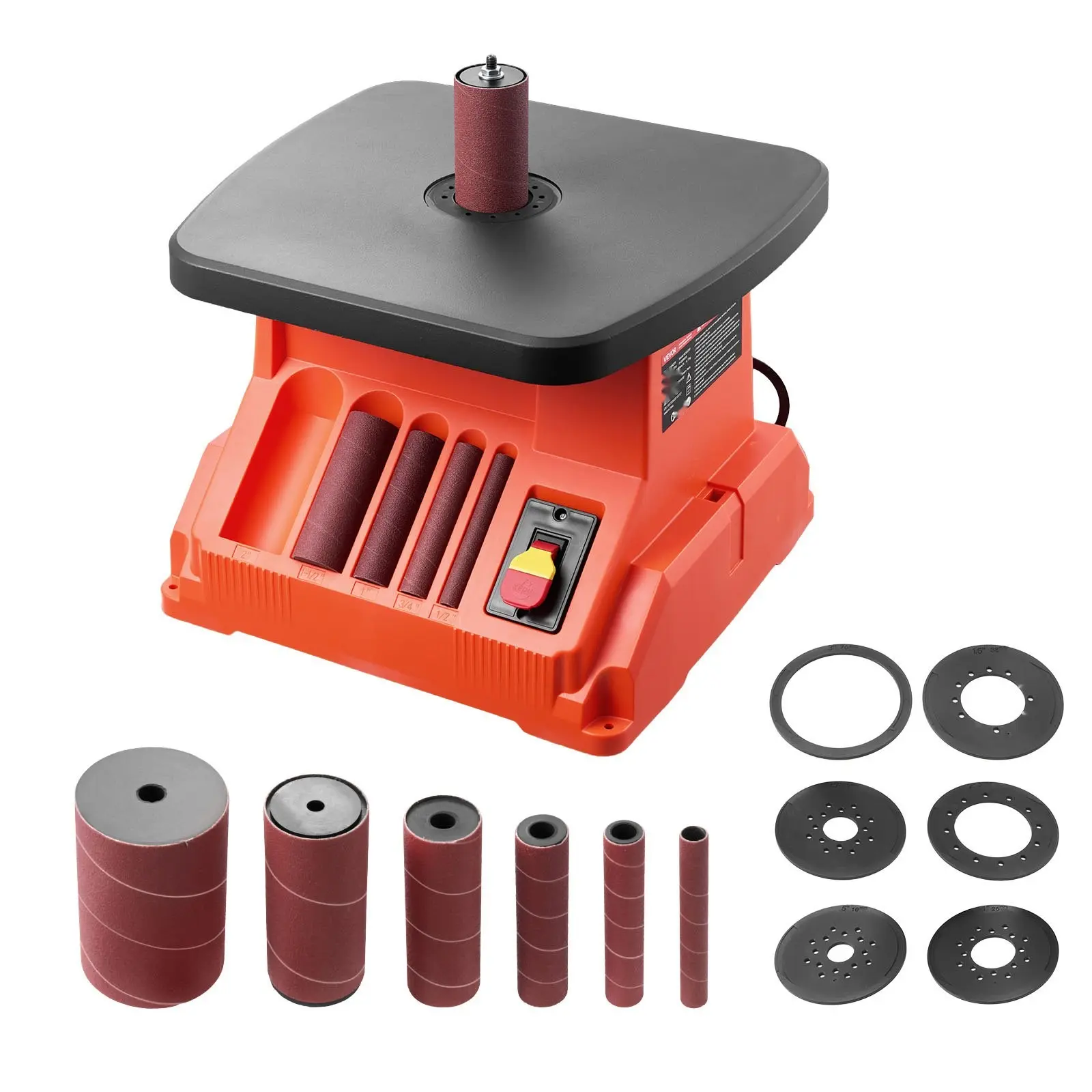 Benchtop Oscillating Spindle Sander, High Speed 2400 RPM, 5/8" Stroke, Multiple Sleeves (1/2"-3"), Wide Table (15.4x16.3in), for Furniture Finishing, DIY Woodworking Projects
