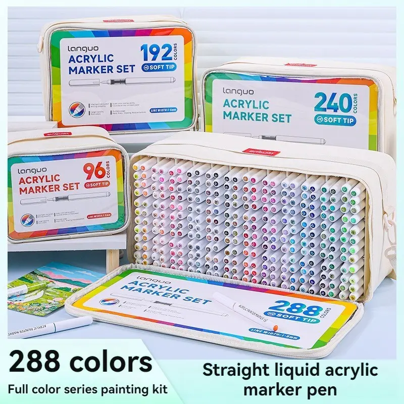 96-288 Colors Soft Tip Acrylic Markers Set, Drawing Markers, Erasable Glass Writing Pens, Mirror Decor, Ceramic Acrylic Pen, Non-Penetrating Art Supplies