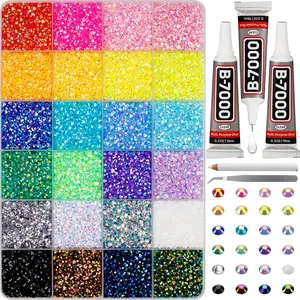 Home Supplies 33000Pcs Rhinestones for Bedazzling, 3mm Bedazzler Kit with Flatback Rhinestones for Clothes Crafting Crafts Nails Clothing, Flat Back Resin Rainbow Colorful Colored Crystal with B 7000 Glue Clear