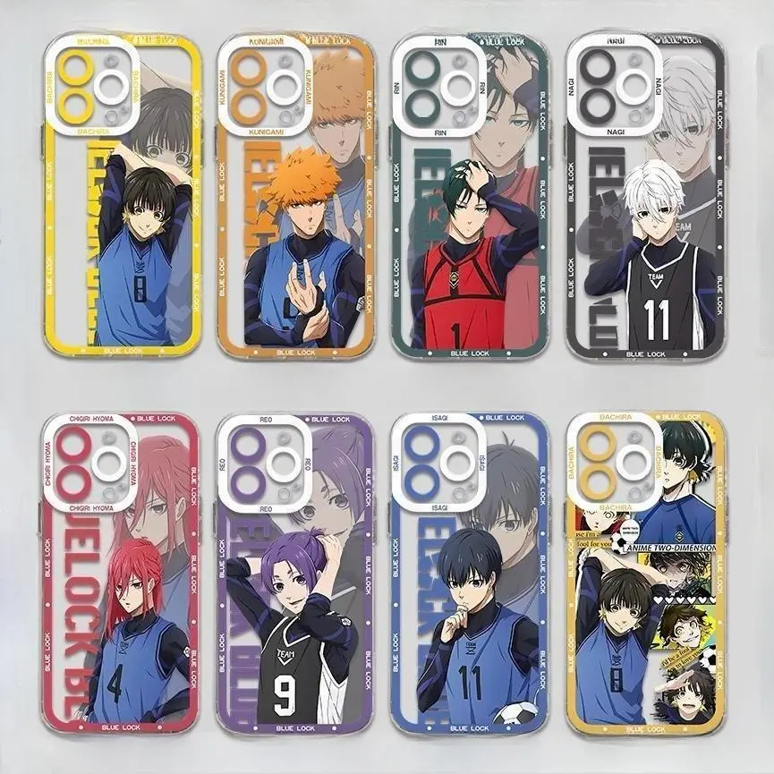 Blue Lock Hot Blood Anime Custom Transparent Phone Case - Camera Protection Casing for iPhone 17,16,15,14,13,12,11,Mini,Pro Max,X,XR,XS Max,6S,6,7,8 Plus,SE20 - Smartphone Accessories, Handheld