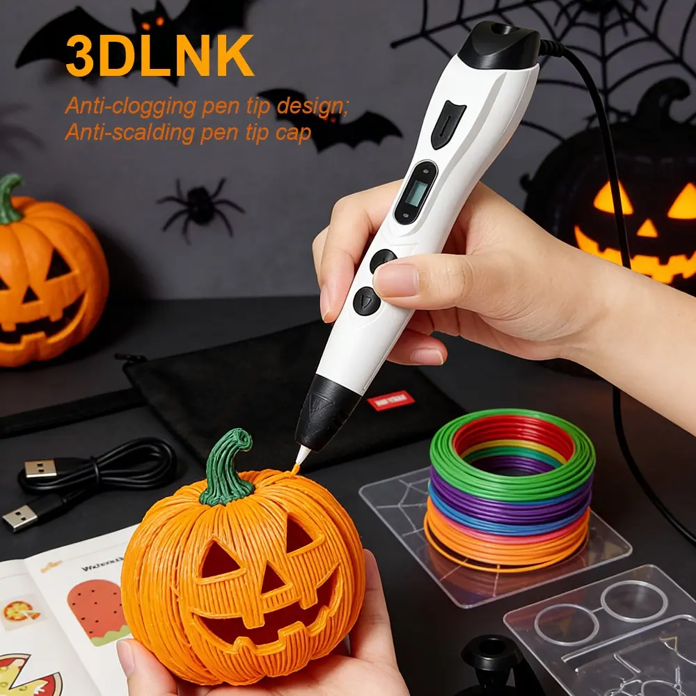 3D Printing Pen Set, Anti-Clog, Heat-Resistant, Three-Speed LCD Display, Compatible with Abs/pla Filament, Includes 2m 20 Colors, Perfect Gift