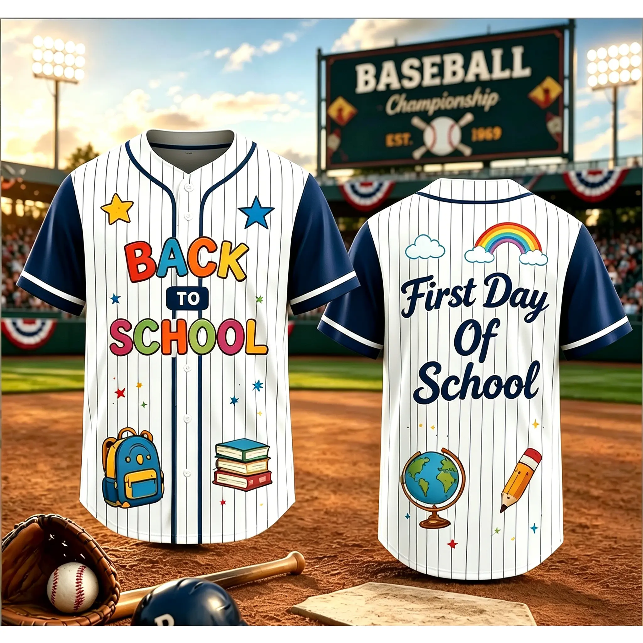 Multi-Color Contrast Sleeve Vertical Pinstripe Baseball Jersey,Unisex Pinstripe Button Up Baseball Jersey, School Stationery Graphic Short Sleeve Shirt, Loose Fit Top For Adults & Teens Back To School Outfit #   TikTokMadeMeBuyIt #   TikTokShop # BackToSc
