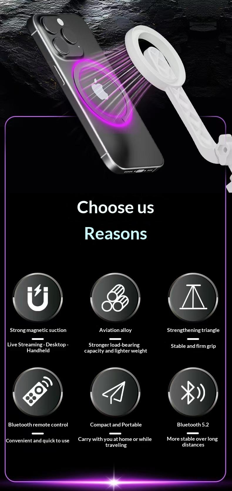 Triangle magnetic selfie stick tripod mobile phone photo 360 degree rotation Bluetooth integrated frame cross-border