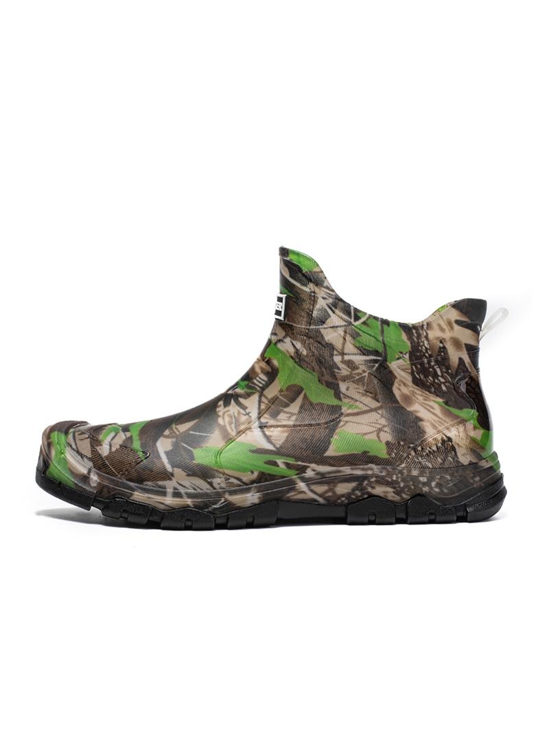 Men's Camo Print Water Shoes, Casual Waterproof Non-slip Rain Boots for Outdoor Sports, Fishing, Car Washing, Construction Site, Slip Resistant Boots
