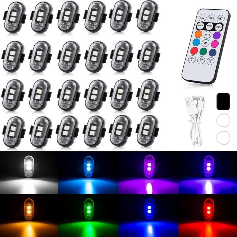 6/12/18/24 PCS RGB Led Aircraft Strobe lights Motorcycle Lights LED Flash Position Wireless Light Aircraft Airplane Helicopter Warning Lights Car Interior Lighting